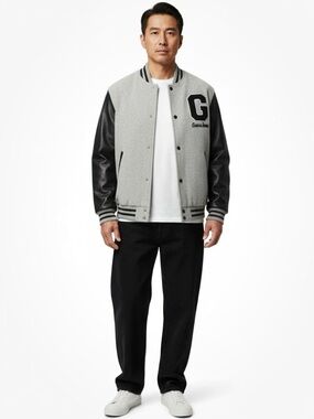 Guess Vintage Reversible Varsity Jacket in Black x Gray ON SALE NOW